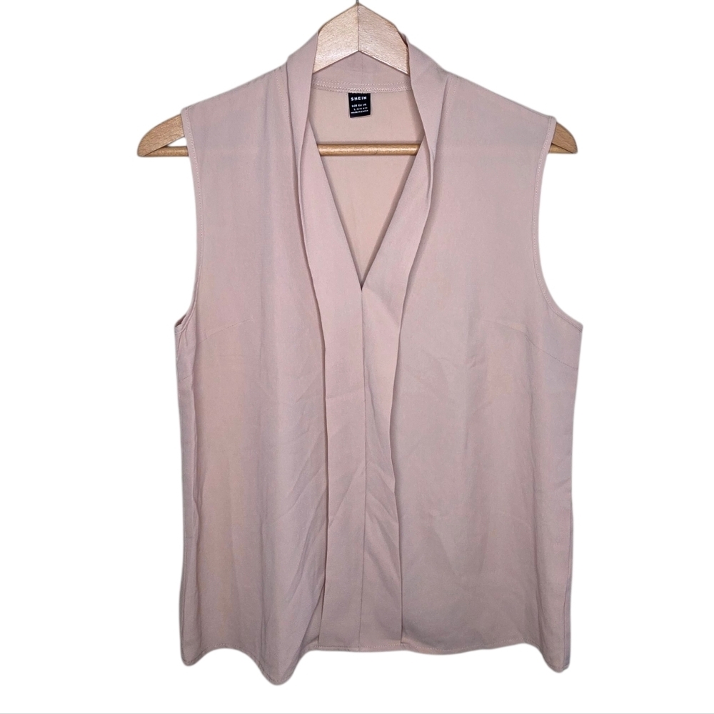 Shein | Blush Beige V-neck Sleeveless Blouse Size Large Office Business Casual